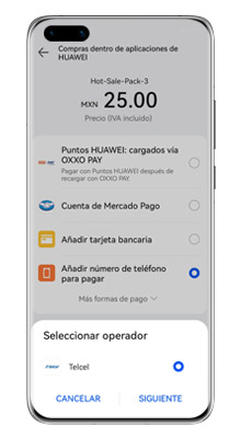 paso tres para apptouch para pagar con cargo a tu linea selecciona la opcion telcel